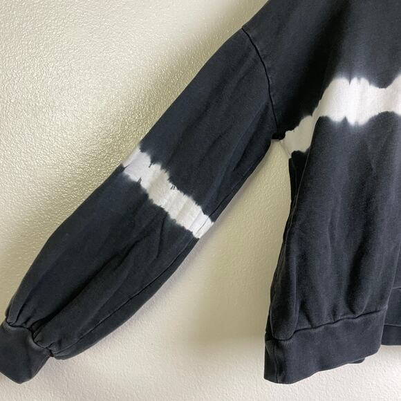 All Saints Rihan Hoody Womens Medium Black Tie Dye Faded Washed Pullover Crop * - Picture 6 of 10